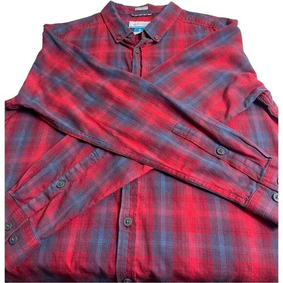 Columbia Red & Blue Plaid Long Sleeve Button Down Shirt - Picture 7 of 7